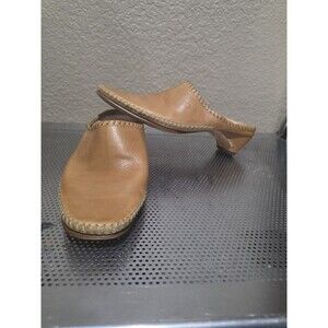 PIKOLINOS Tabaraca Tan Leather Slides Heel Mules Clogs Stitching US 8.5 Eu 39